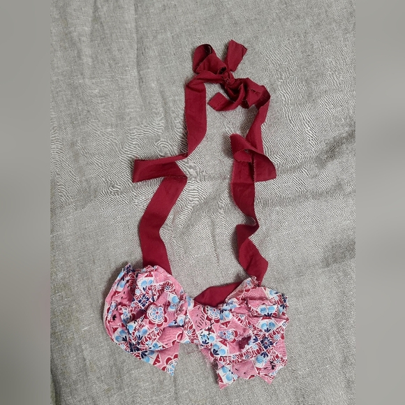 JABOT Slow Stitching 💞Reserve On Hold🩷🩷🩷BOW IN PROCESS FEEDSACK  TEXTILE NWT - Picture 1 of 16